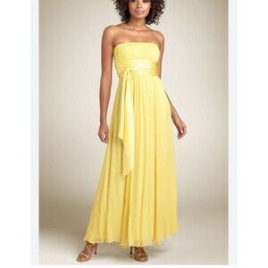 BCBG MAXAZRIA Silk Strapless Dress 6 Gown Chiffon Crinkle SATIN Grecian Goddess